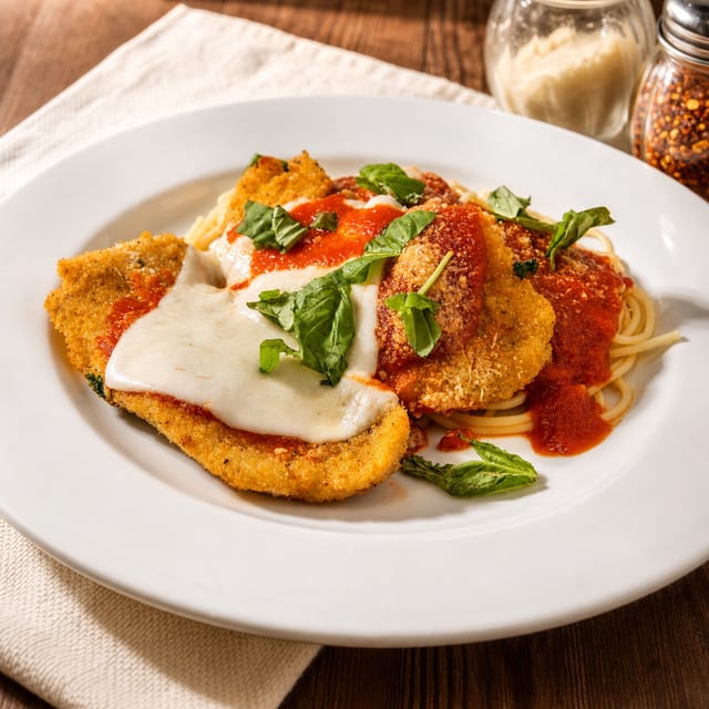 Lunch Chicken Parmigiana Pasta.